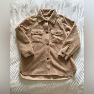 Treasure & Bond Tan Button-Up Sherpa Shacket